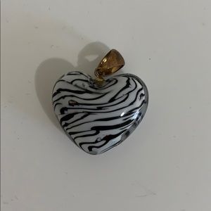 Zebra print heart pendant